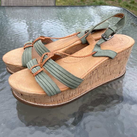 Anthropologie Naya Nalisha Wedge Sandal sage Green Size 10 - Picture 1 of 7
